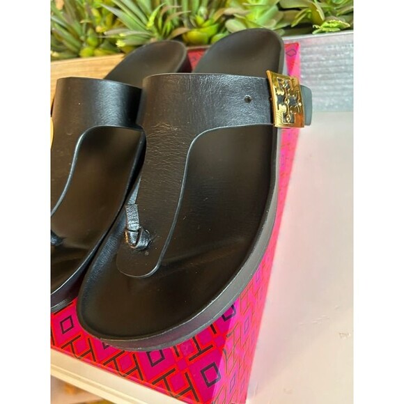 Tory Burch Mellow Thong Sandal – Black Vachetta Leather – Size 9.5 – Gently Used - Picture 6 of 10